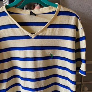 U.S. Polo Assn. Blue Yellow Striped V-Neck T-shirt